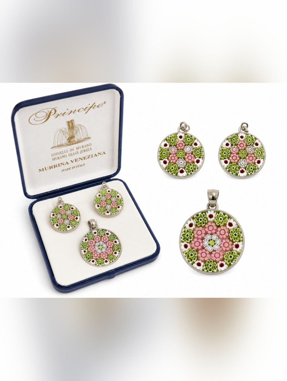 Principe Murano Glass Jewelry Set | Murrina Veneziana | Made in Italy | Pendant